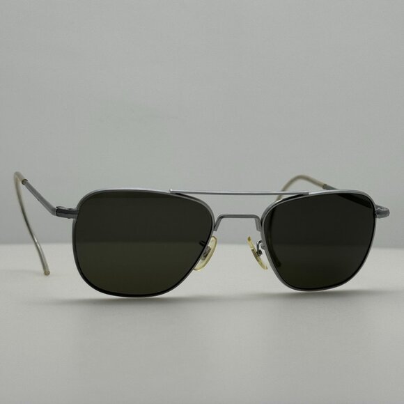 American Optical Sunglasses AO 6 1/2 Square Aviator Silver W/ Case - Picture 1 of 9